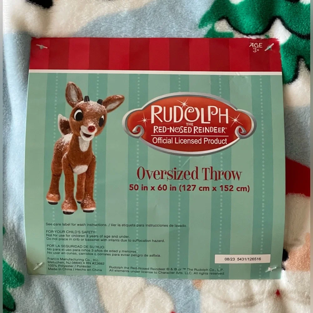 NEW - Rudolph The Red Nose Reindeer Christmas Blanket